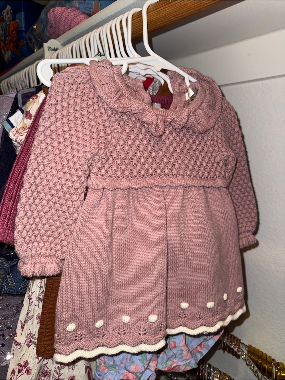 Dusty Rose Knit Baby Dress with matching leggings
